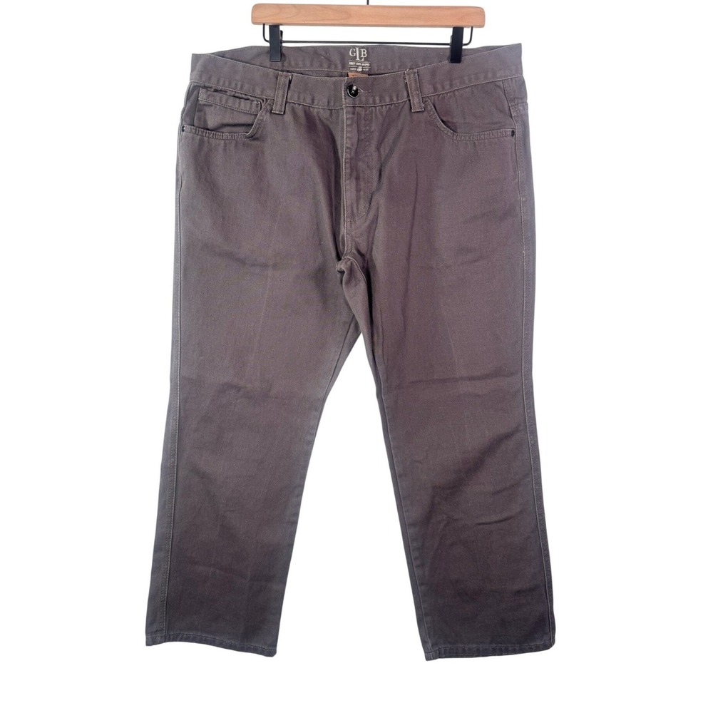 Gold Label Brand Mens 42x30 Charcoal Brown Cotton Twill Straight Leg Pants GLB